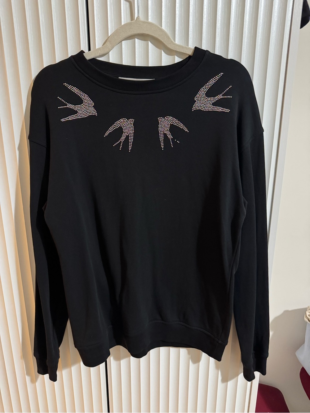 Alexander McQueen Black Rhinestone Swallow Sweatshirt